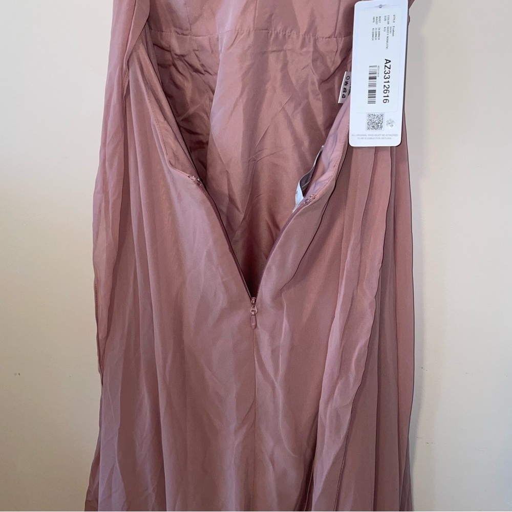 Azazie Evalleen Dusty Rose A-Line Pleated Chiffon Dress Size 12 - Picture 11 of 12